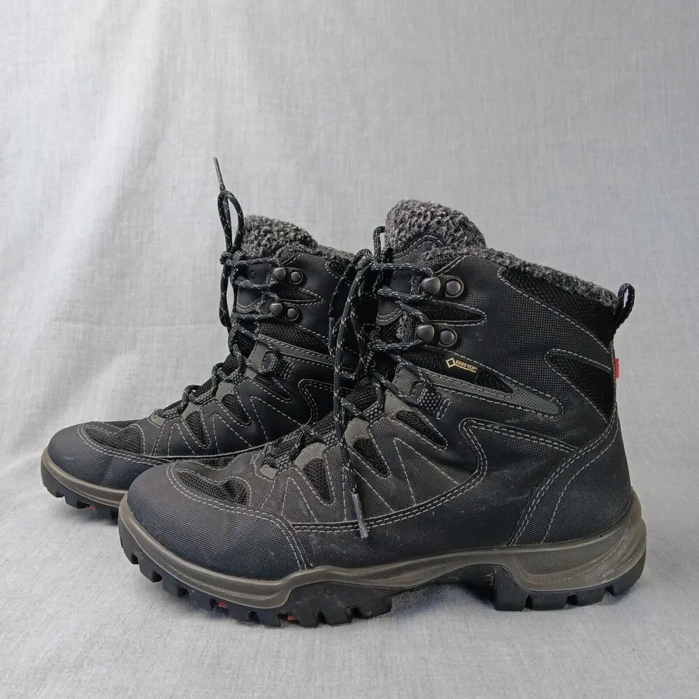 Ecco Xpedition III Gore Tex Lace Up Hiking Boots In Black US Size 8-8.5 Flaws